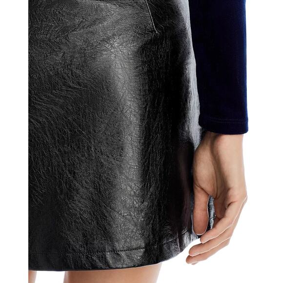 Aqua Faux Leather Mini Skirt Front Zip Black - S - Picture 6 of 6